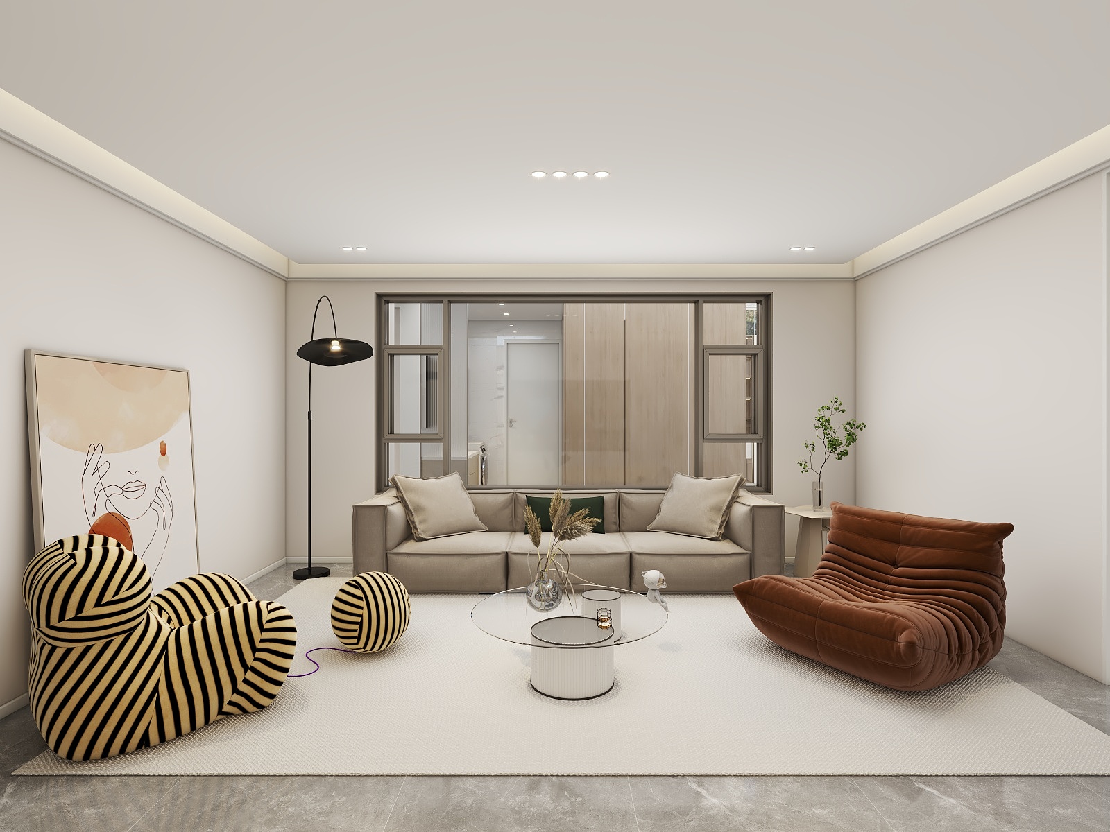 100元设计方案-128平米现代简约风格两室装修效果图