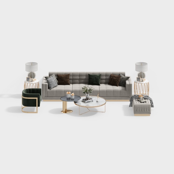 Modern light luxury living room sofa set