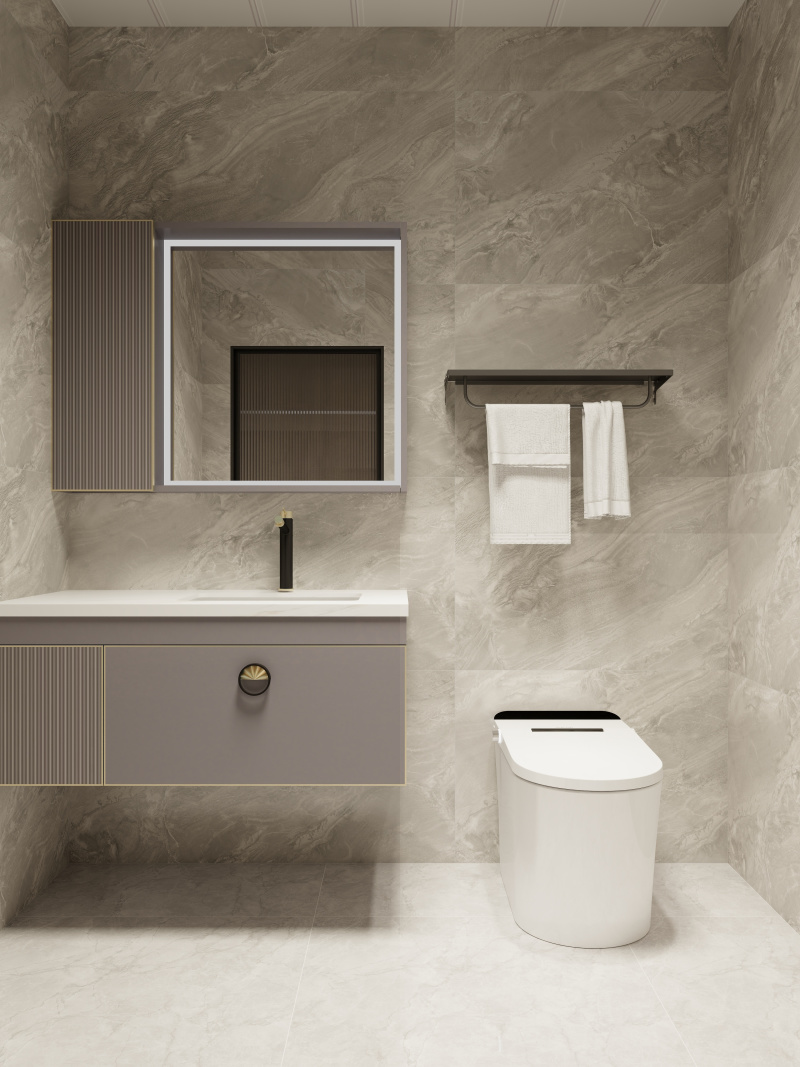 Modern Gray Bathroom with Minimalist Design