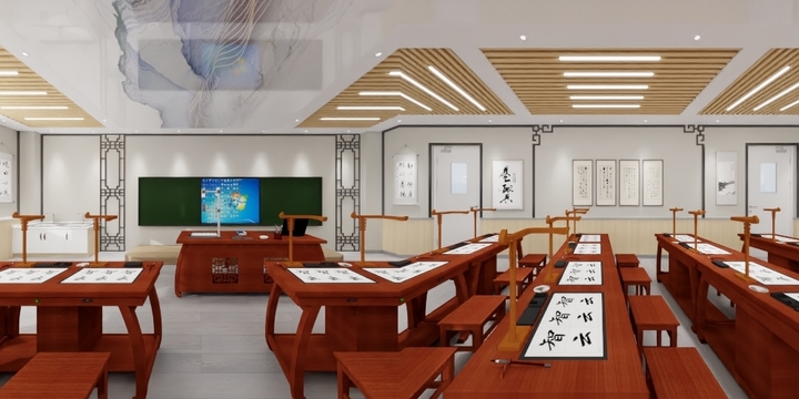 全案定制设计师丶赵引-十九中书法教室-装修设计方案