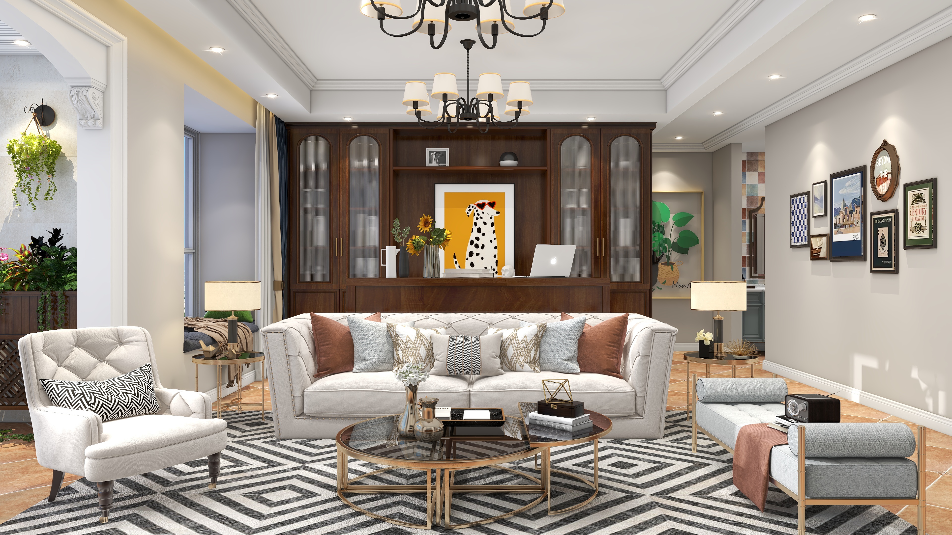 设计师晨曦-140平三居室--田园美式-装修设计方案