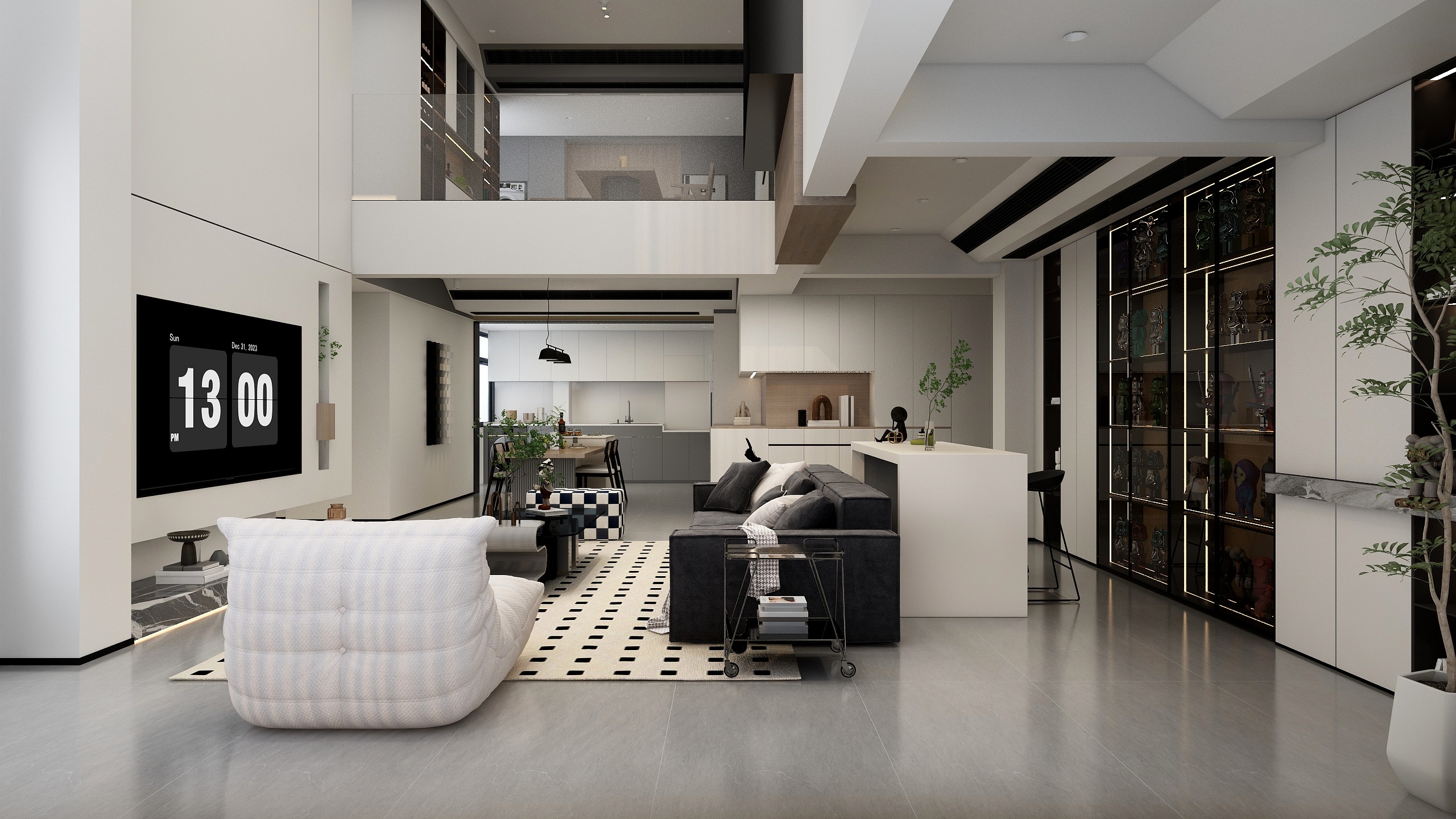 张煜强煜境设计-250平米现代时尚复式装修效果图