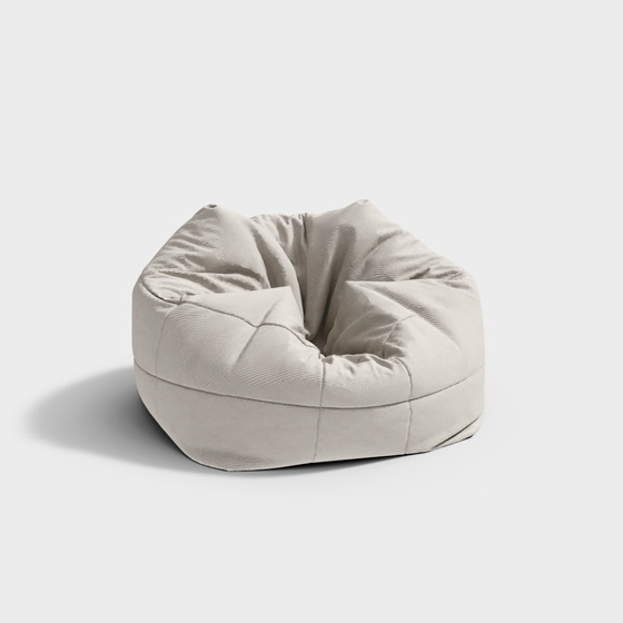 Modern Minimalist Beanbag Sofa 3D Model in Beige