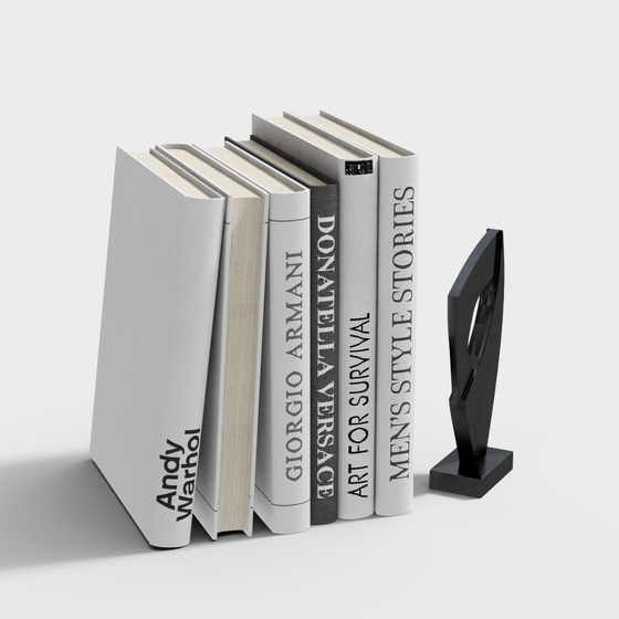 Combination of Modern Books, Jewelry, and Ornaments 3D Model
