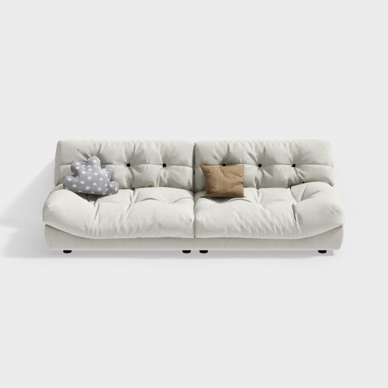Modern living room beige double sofa