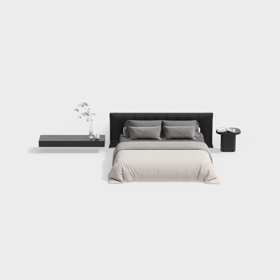 Modern bedroom black double bed set