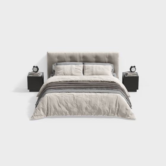Modern minimalist double bed combination
