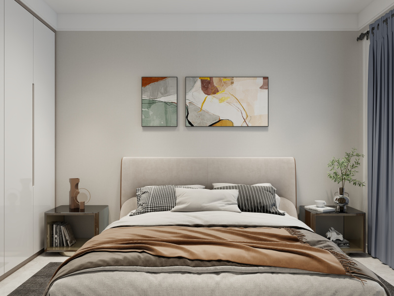 Modern Grey Bedroom with Artistic Touches