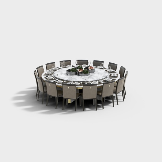 Dining table and chairs for multiple people in private room