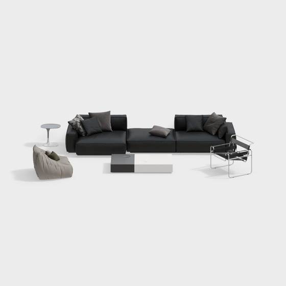 Modern black sofa set