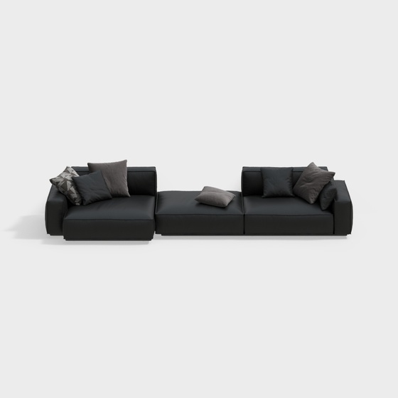 Modern black multi-seat sofa