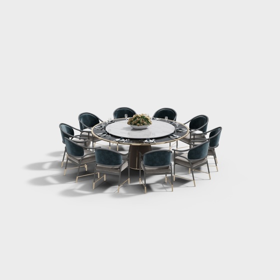 Large round table in dining room