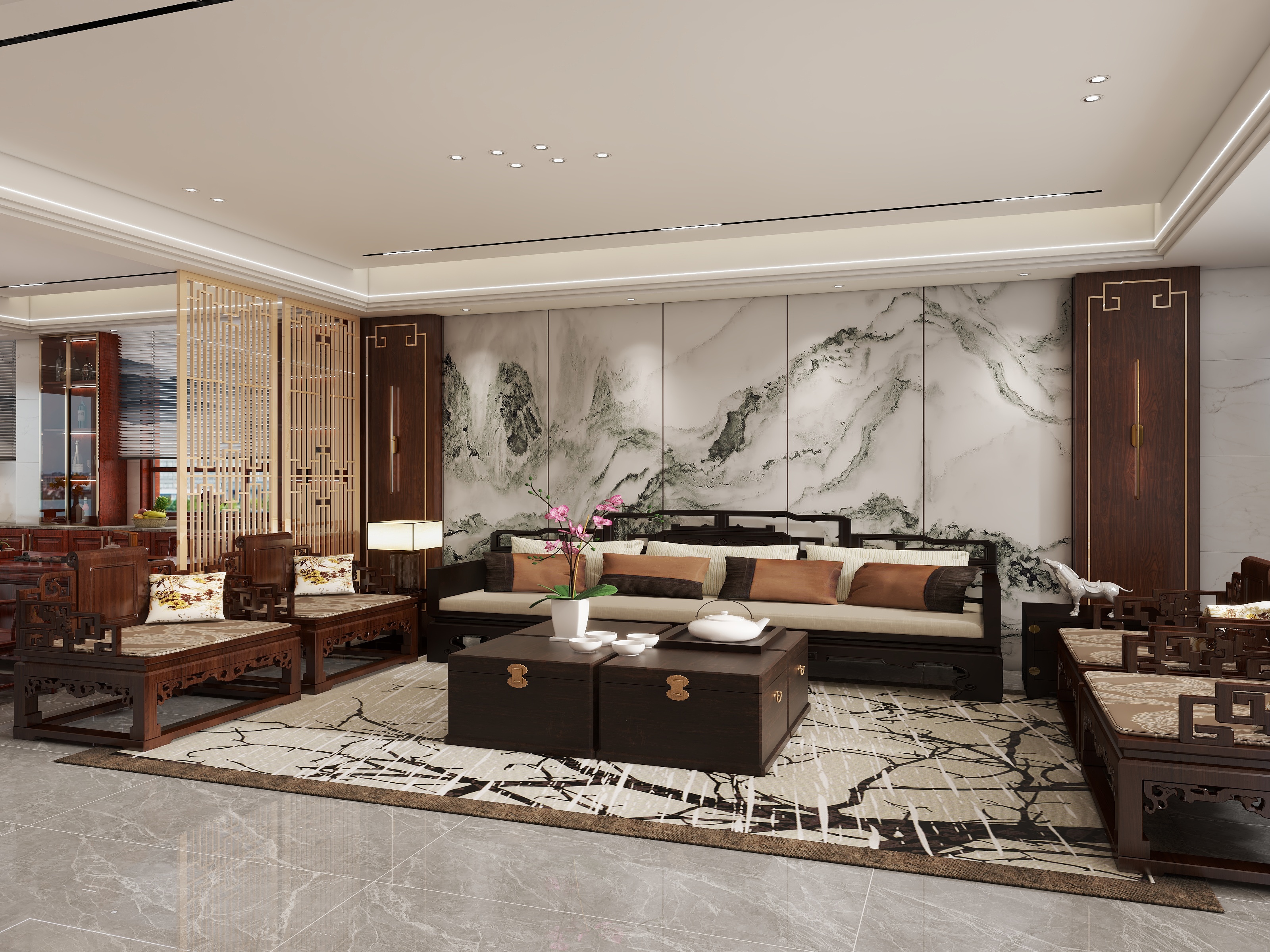 驿述装饰谢工-路溪花园新中式风格-装修设计方案