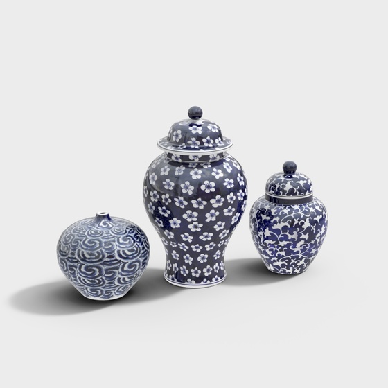 Blue and white porcelain vase combination