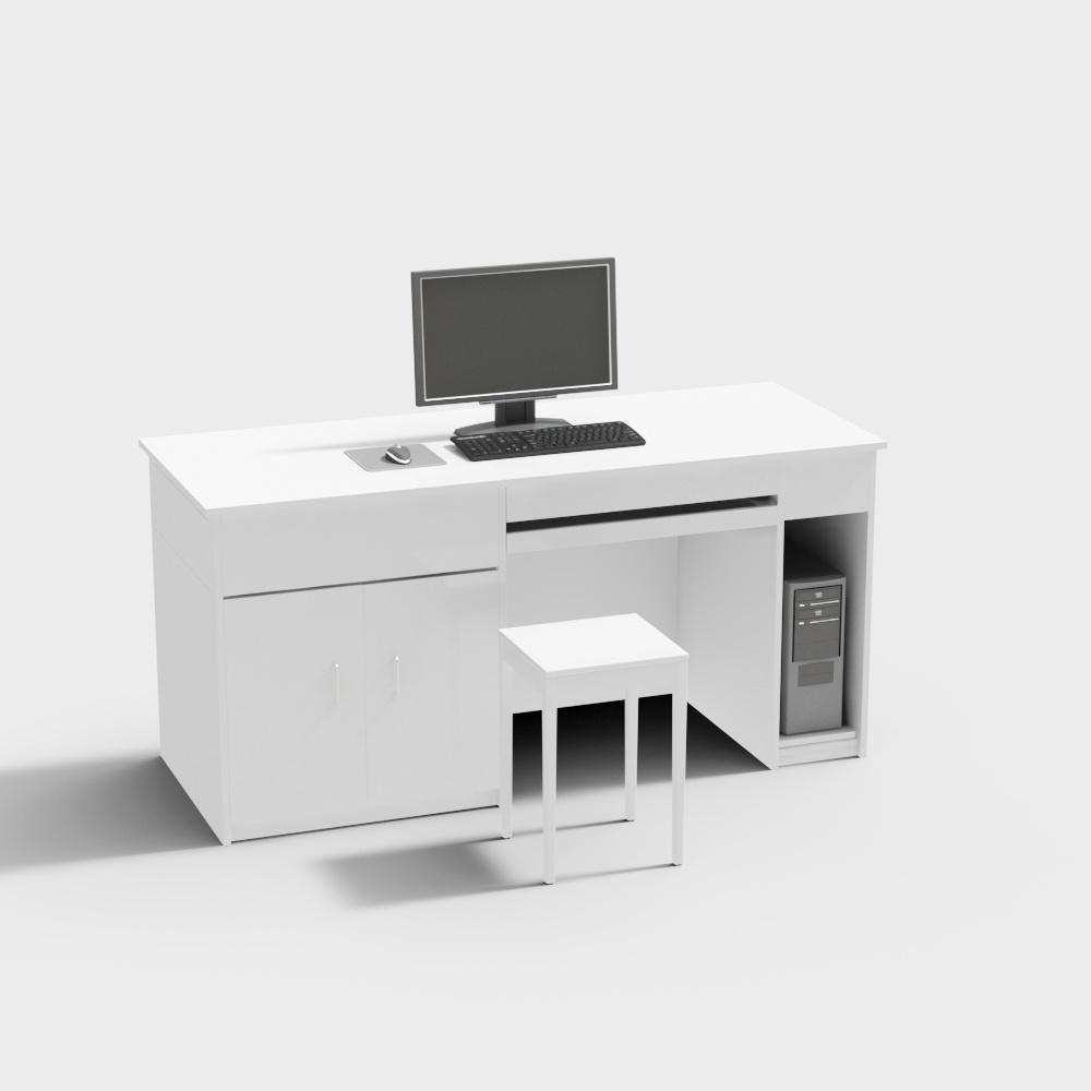 计算机室课桌椅组合3D模型