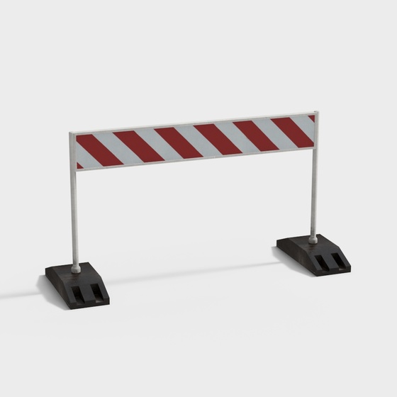 Traffic Roadblock Safety Barrier 3D Model in Black and Brown