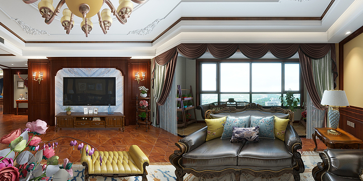 设计师孙恺-美式风格效果图-装修设计方案