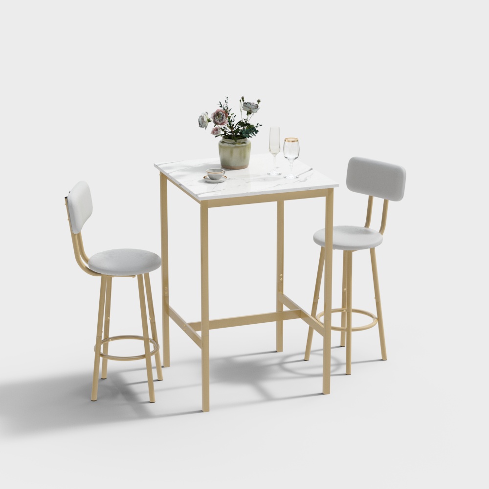 咖啡店高脚桌椅组合3D模型