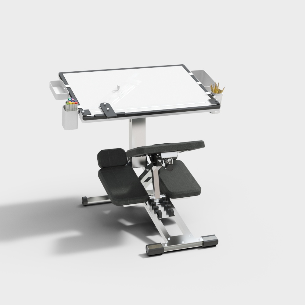 可升降一体绘图桌椅3D模型