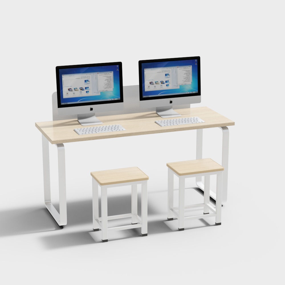 实验室课桌椅组合3D模型