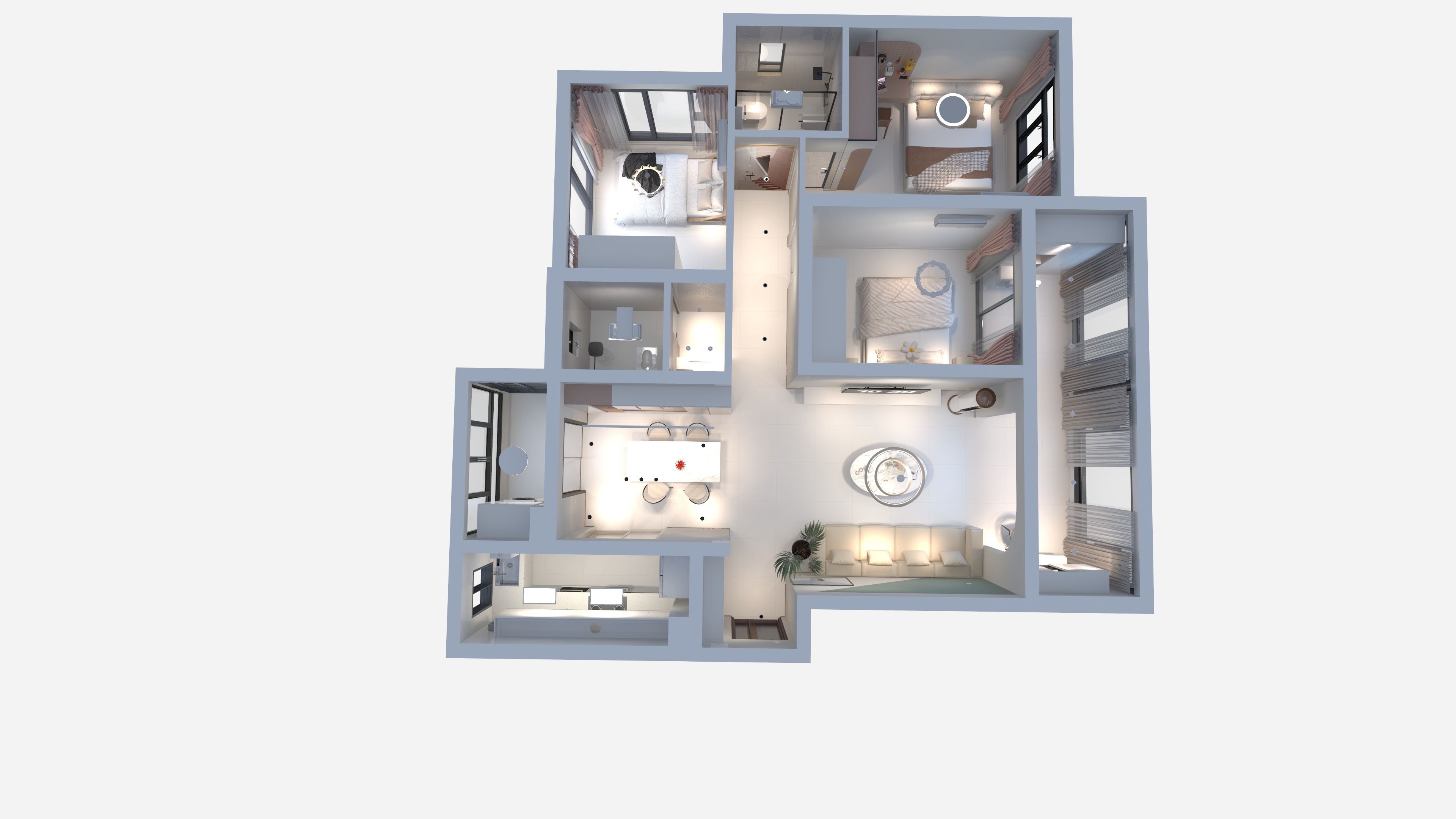 装饰设计YJ-玺悦滨江5-2301温馨-装修设计方案