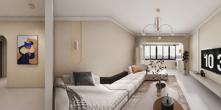 伍蓝-龙湖嘉园18-1-1001-奶油门洞-装修设计方案