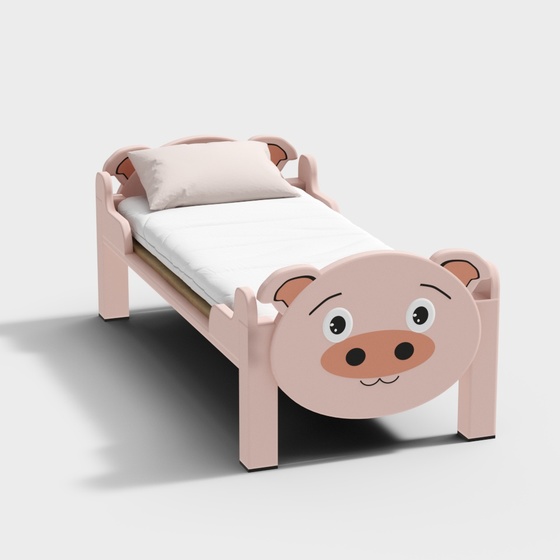 Pink Piglet Children's Bed 3D Model for Kindergarten