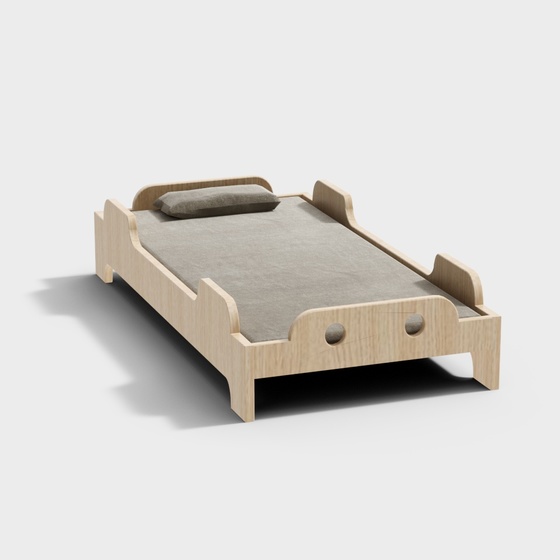 Black Kindergarten Children's Bed 3D Model