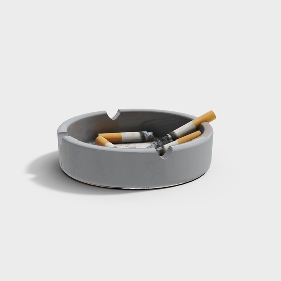 Simple Gray Ashtray 3D Model for Daily Use