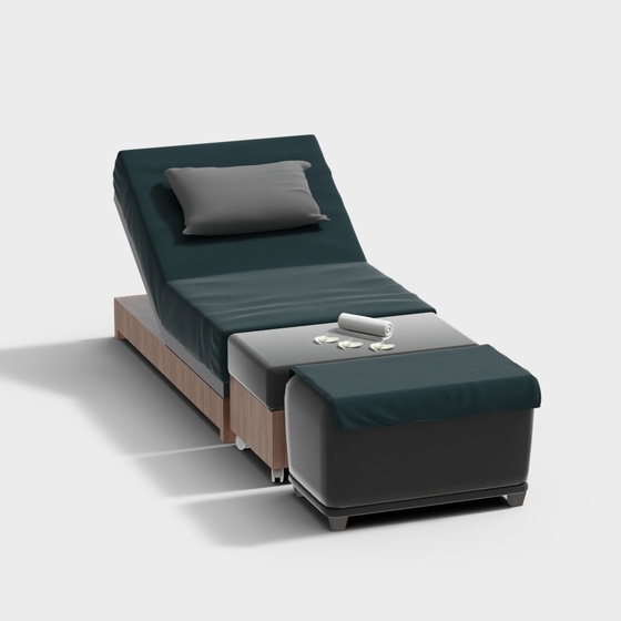 Massage Table and Chair 3D Model in Gray