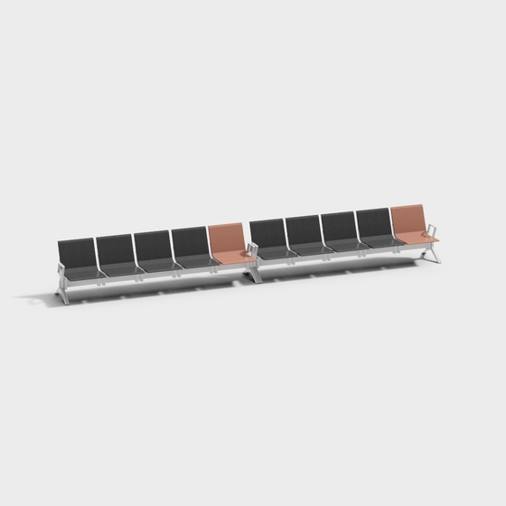 Gray Sitting Area Bench 3D Model