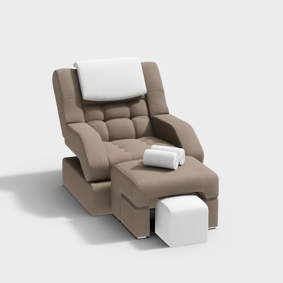 Foot Bath Massage Chair 3D Model in Brown