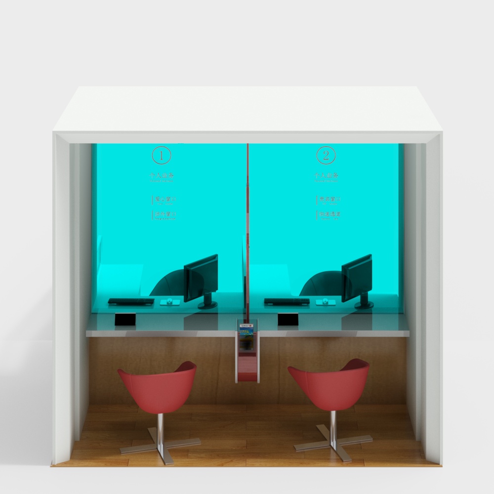 银行大厅柜台窗口3D模型