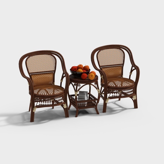 Southeast Asian rattan leisure chair combination