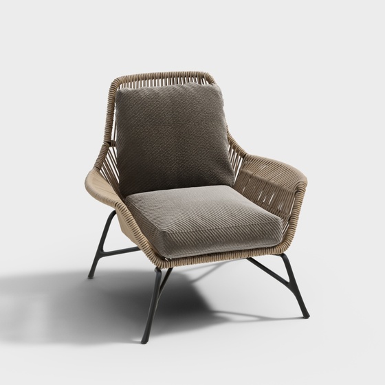 Wood Color Southeast Asian Leisure Chair 3D Model