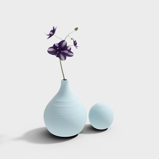 Vase Ornaments 3D Model in Blue