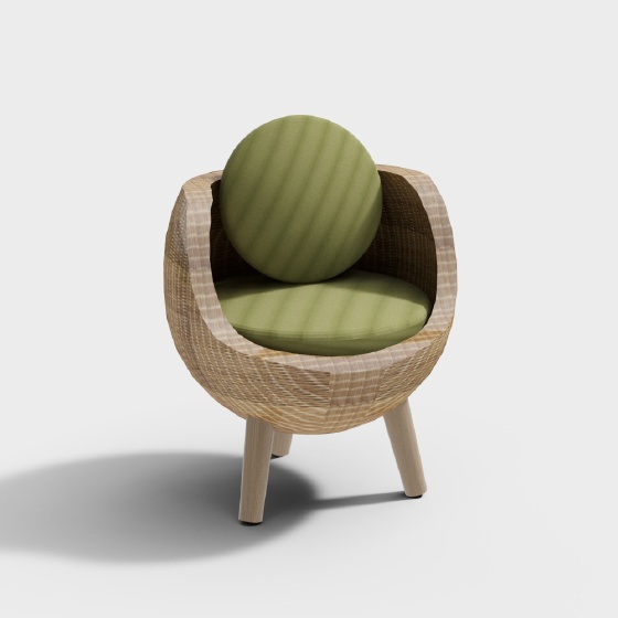 Southeast Asian rattan single lounge chair