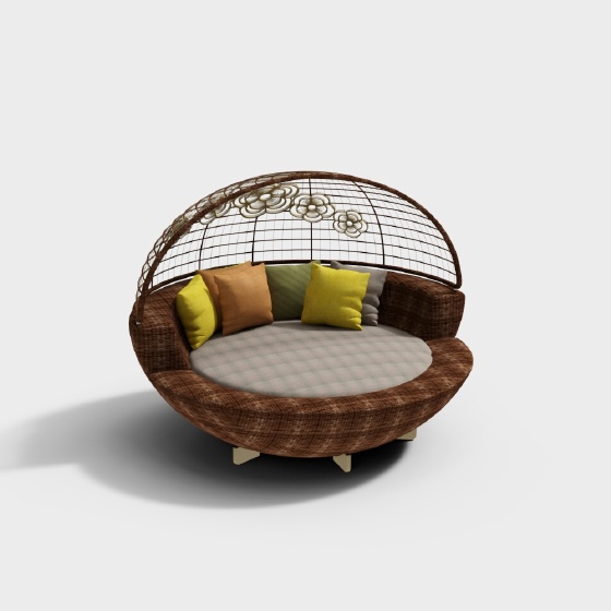 Southeast Asian rattan double lounge chair