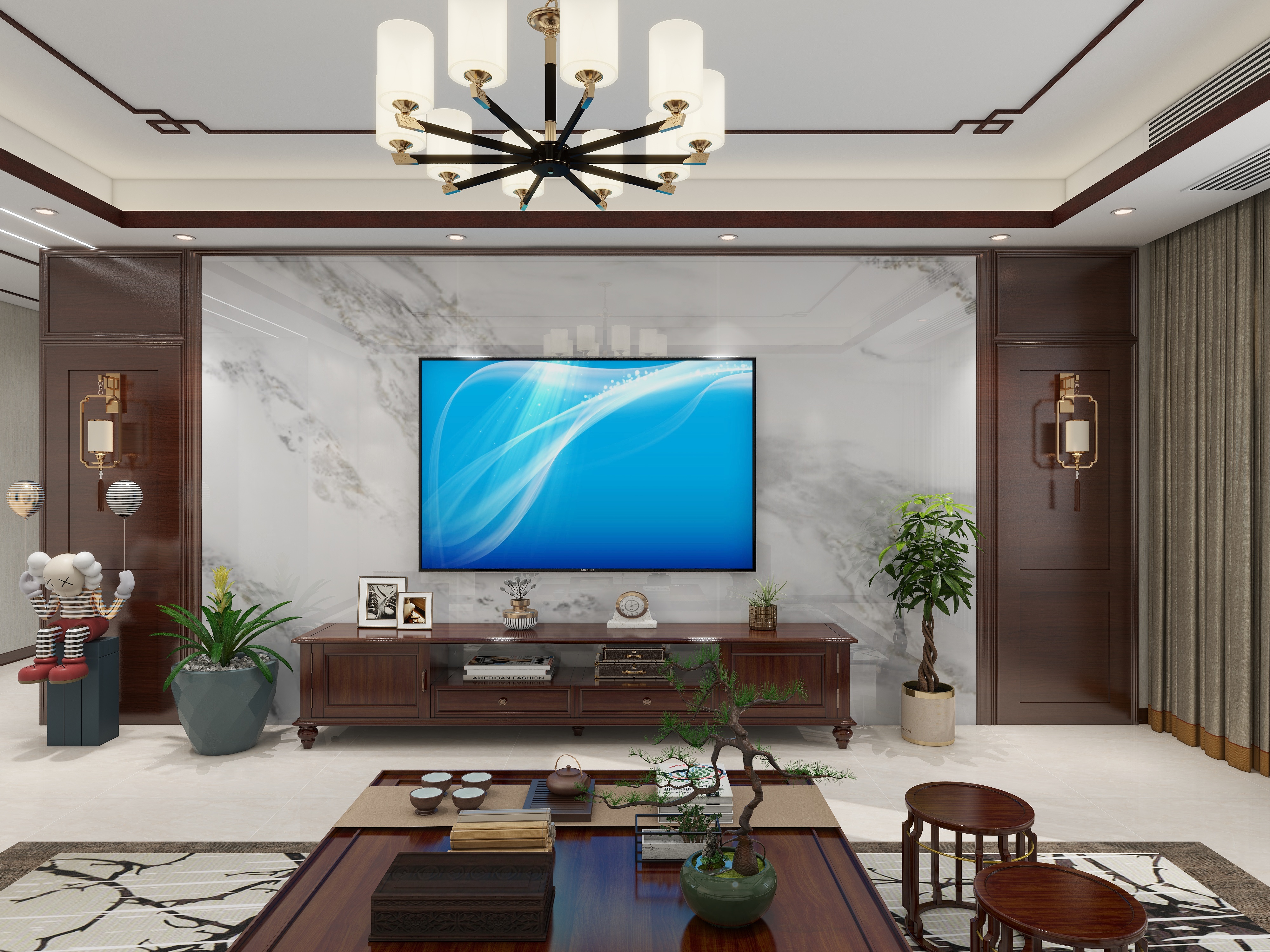 惠民顶固Cpnb-惠民城市艺墅老房改造新中式装修效果图