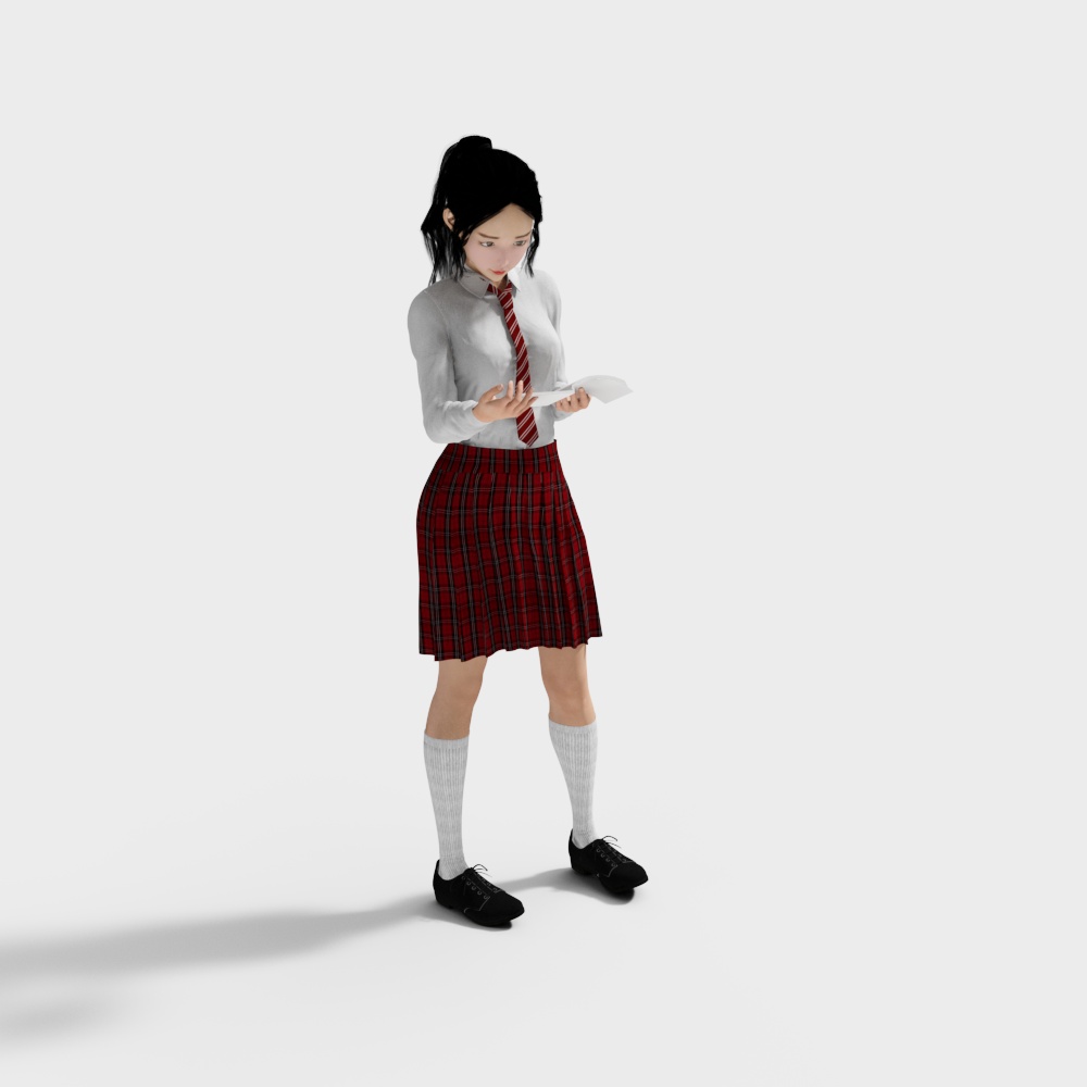 女生学生人物3D模型