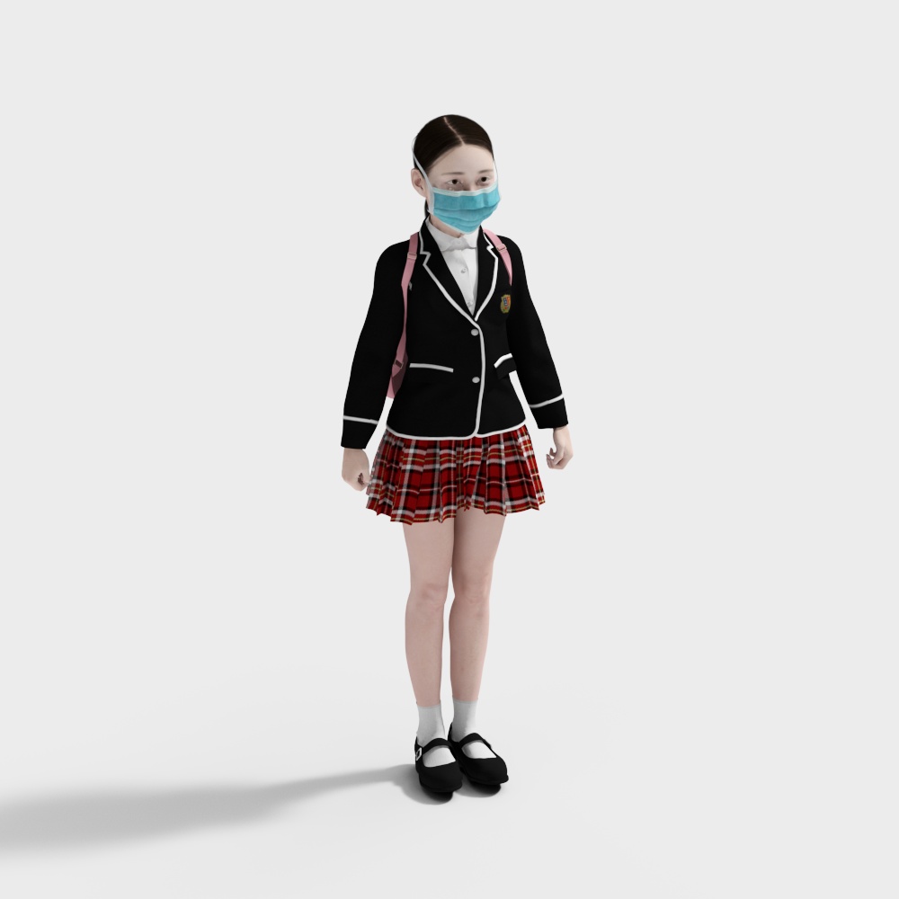 女孩学生人物3D模型