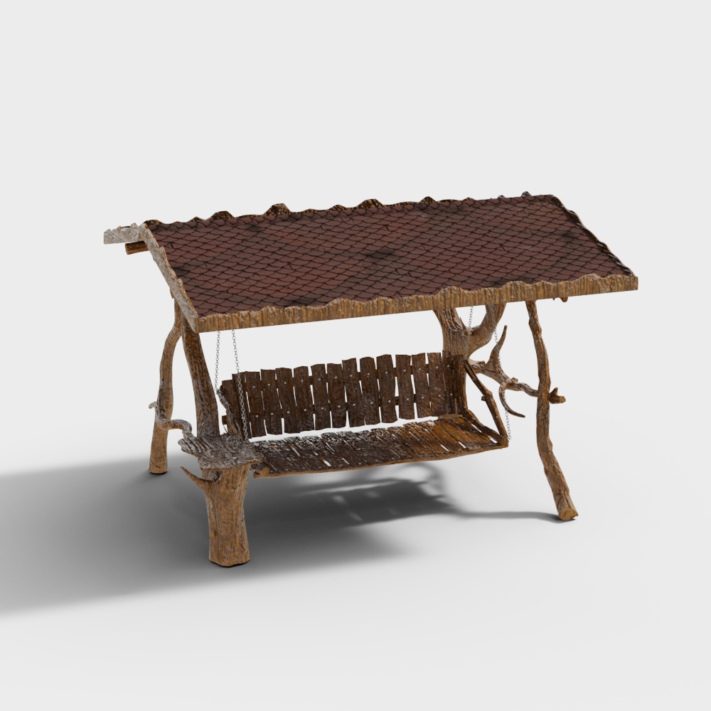 Southeast Asian outdoor solid wood rocking chair3D模型