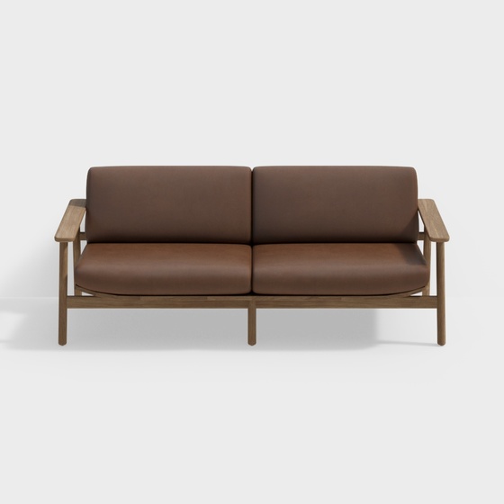 Brown Southeast Asia Double Sofa 3D Model