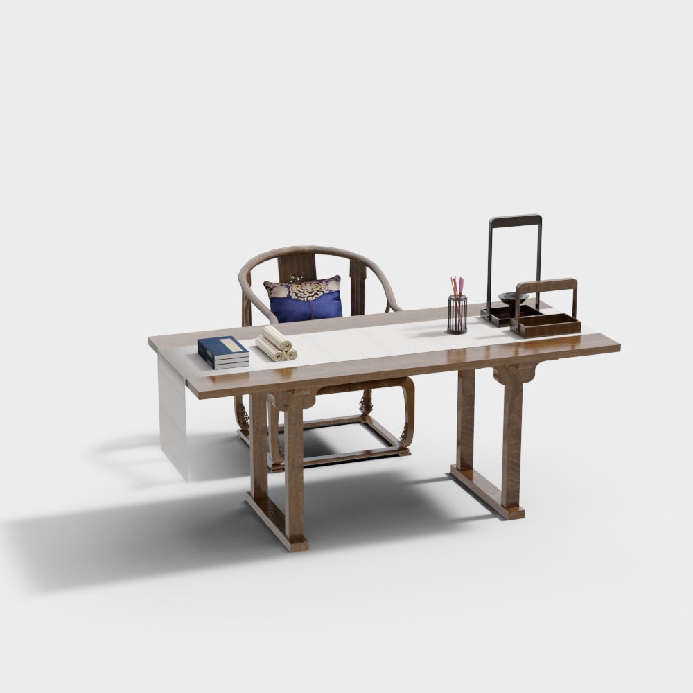 中医馆大厅问诊桌3D模型