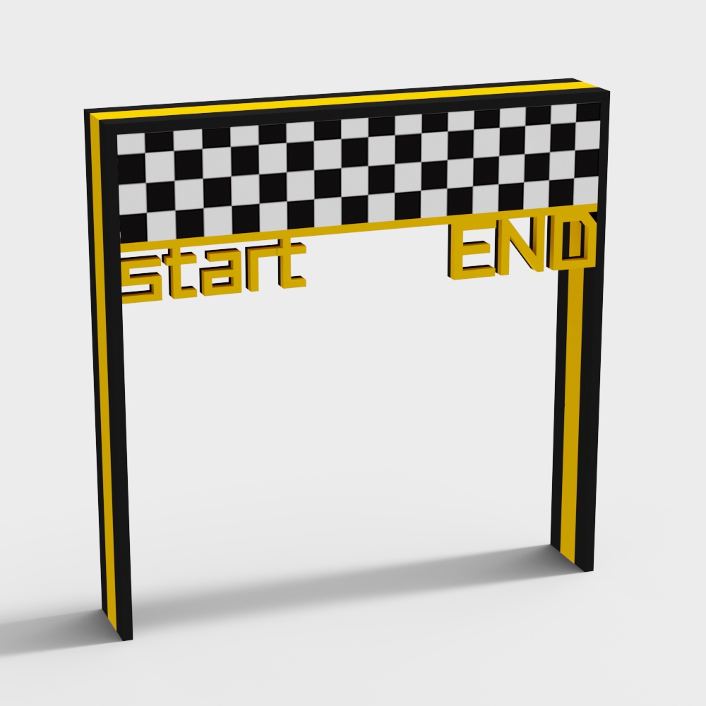 赛道棋盘格龙门架3D模型