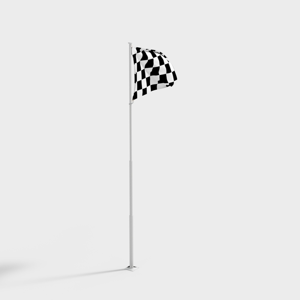 卡丁车赛道黑白格旗3D模型
