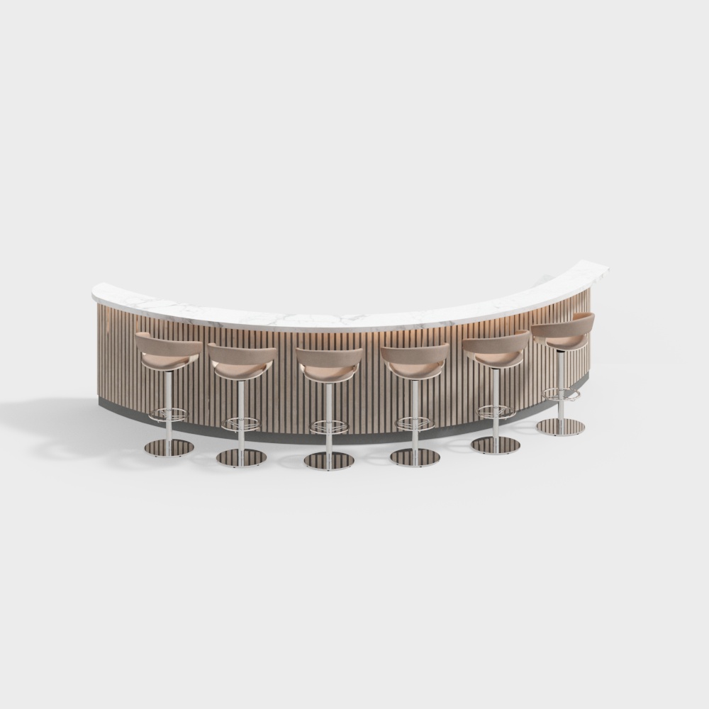 餐厅吧台椅组合3D模型