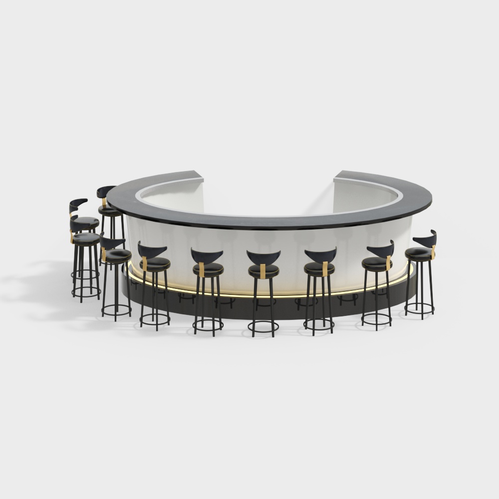 酒吧吧台椅组合3D模型