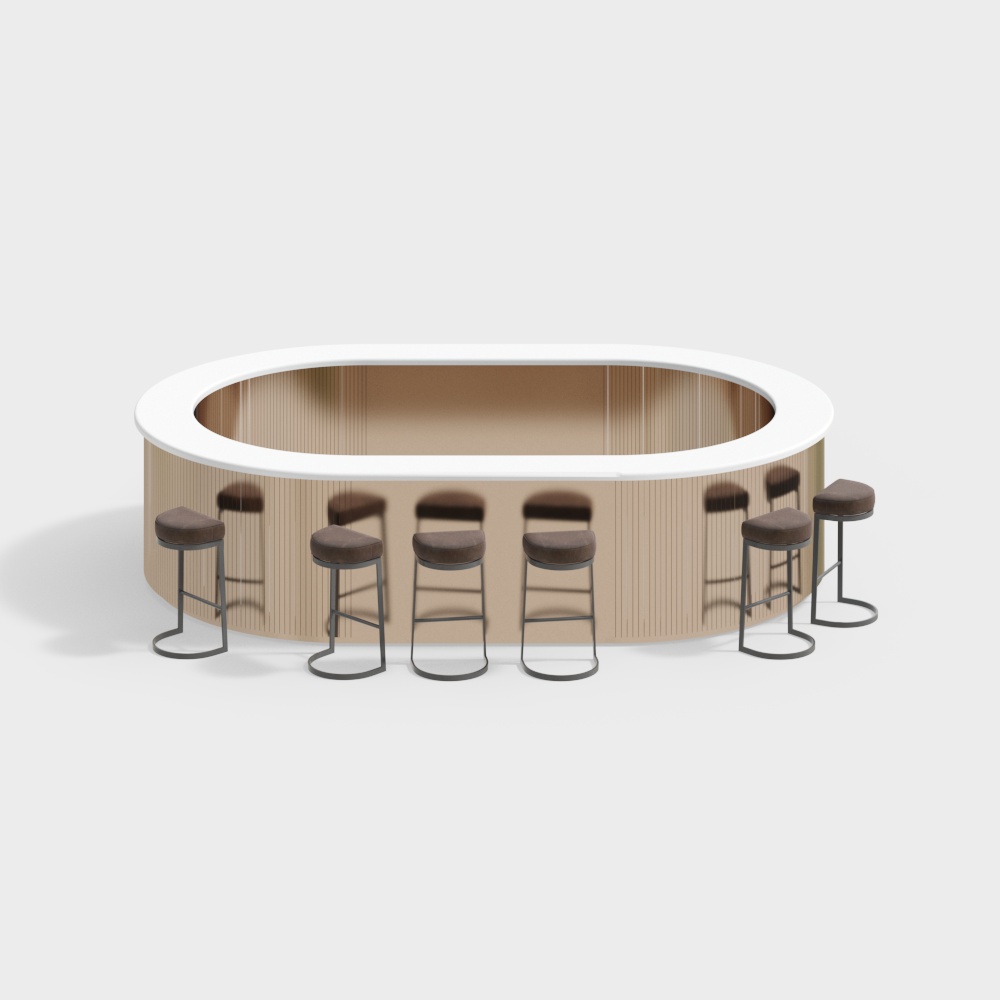 咖啡店吧台椅组合3D模型
