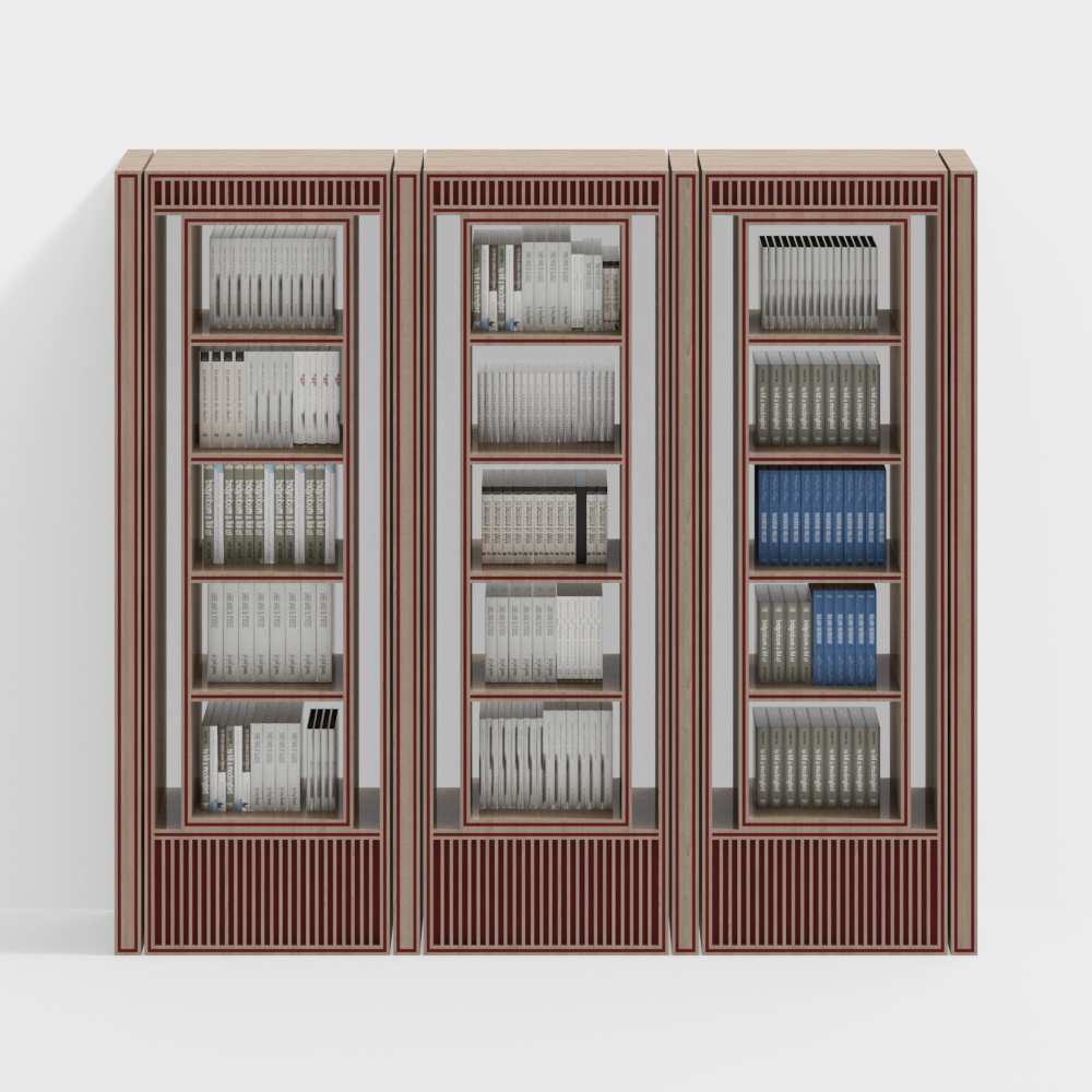 红色党建书屋书柜3D模型